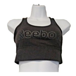 Reebok Logo‎ Racerback Shirt Womans XS Black Cropped Shirt Not Padded